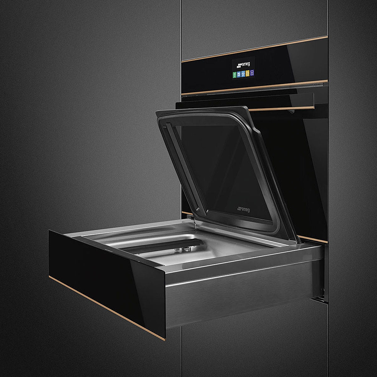 Smeg Dolce Stil Novo Aesthetic Vacuum Drawer Copper Trim CPV615NR
