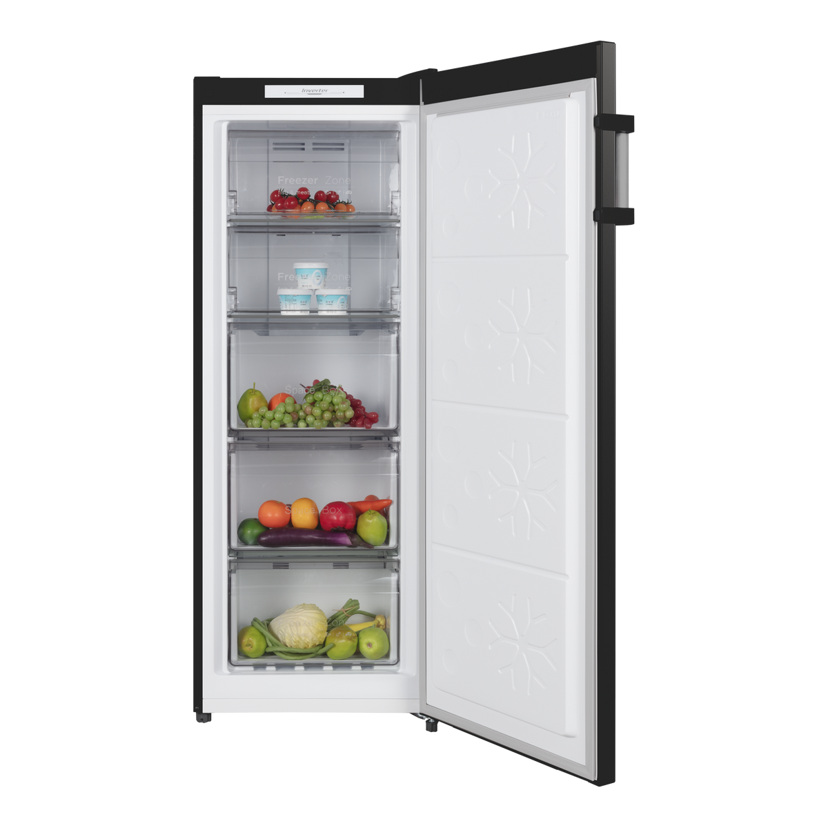 CHiQ 166L Hybrid Fridge Freezer Black Steel CSH164NBS5