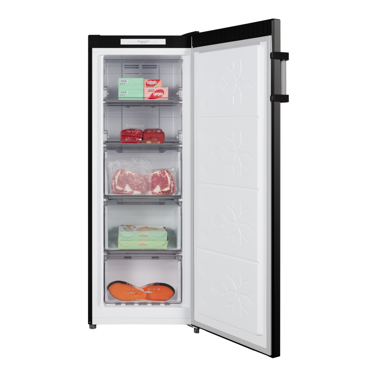 CHiQ 166L Hybrid Fridge Freezer Black Steel CSH164NBS5