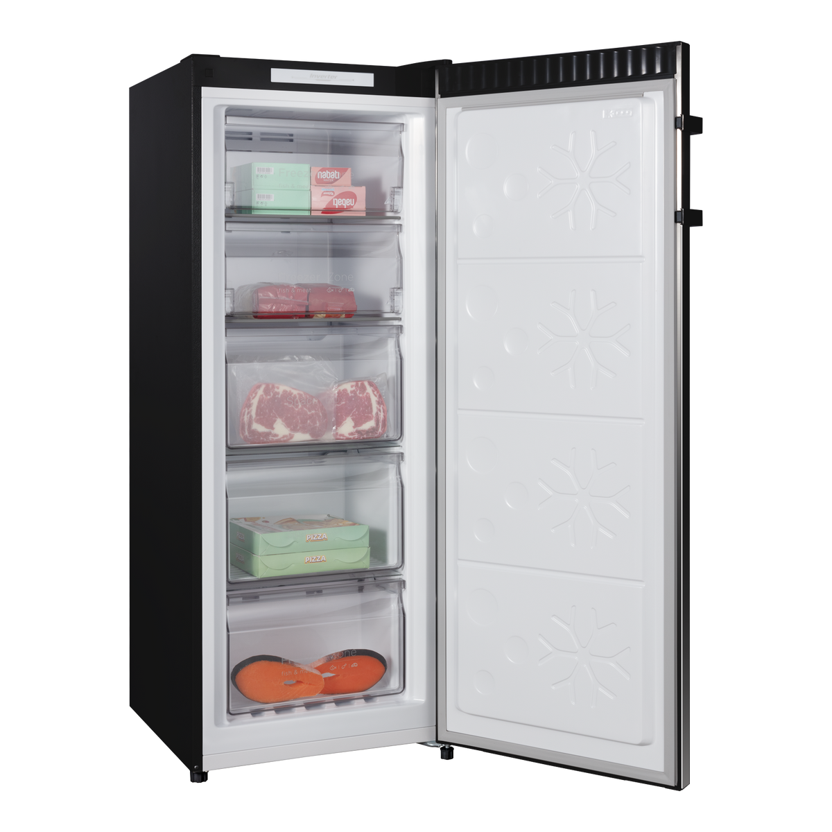 CHiQ 166L Hybrid Fridge Freezer Black Steel CSH164NBS5