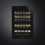 Smeg 88cm 40 Bottles Universale Built-in Wine Cooler Black CVI040BE