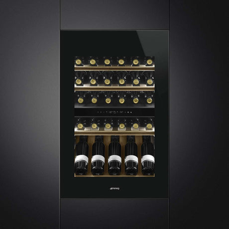 Smeg 88cm 40 Bottles Universale Built-in Wine Cooler Black CVI040BE
