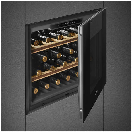 Smeg 45cm 21 Bottles Linea Compact Wine Cooler Black CVI121B3