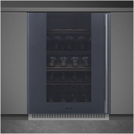 Smeg 82cm 38 Bottles Linea Built-in Wine Cooler Neptune Grey CVI138LG