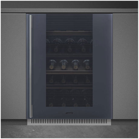 Smeg 82cm 38 Bottles Linea Built-in Wine Cooler Neptune Grey CVI138RG