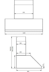 Schweigen 120cm Non-Silent 2200m3/hr S/S BBQ Canopy Rangehood DBH1200