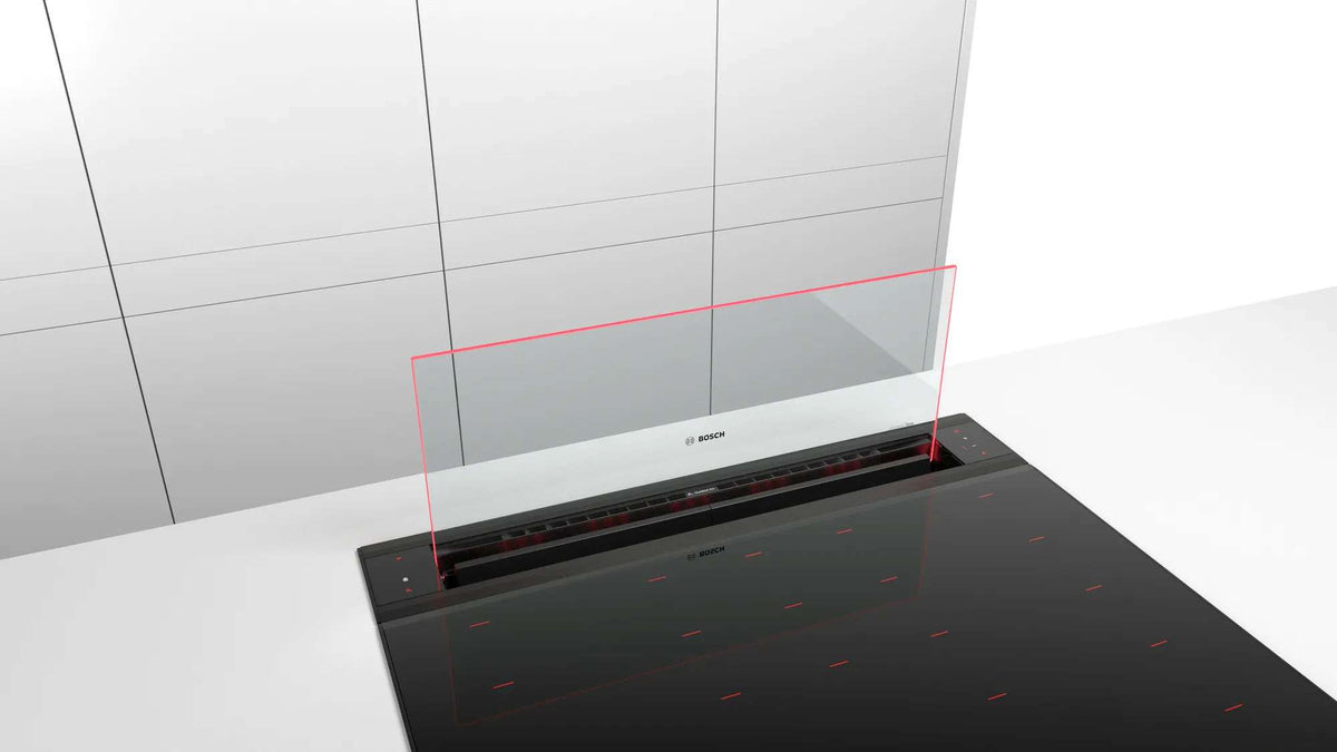 Bosch Series 8 80cm Accentline Downdraft Ventilation Clear Glass Black DDW88MM66