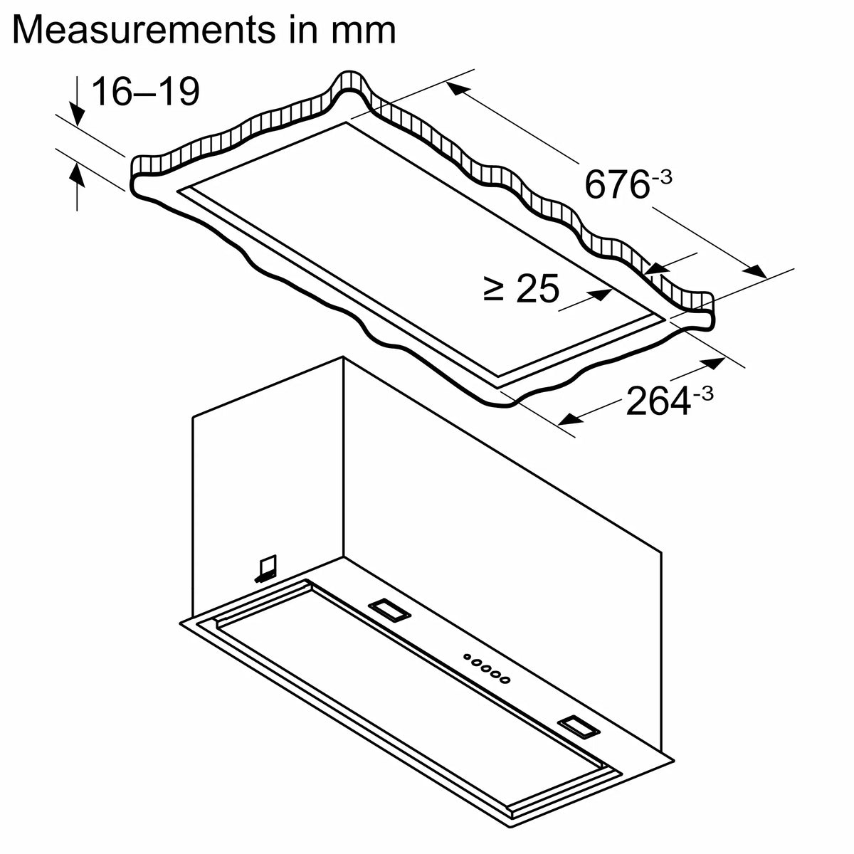 Bosch Series 6 70cm Integrated Rangehood Black DLN77AC60A