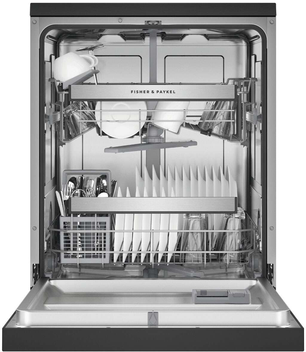Fisher & Paykel 60cm Freestanding Dishwasher Black Stainless Steel DW60FC1B2