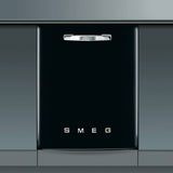 Smeg 60cm Retro Style Built-In Underbench Dishwasher Black DWIFABNE4