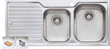 Oliveri Diaz 1 & 3/4 Double Right Hand Bowl Inset Sink With Drainer DZ112