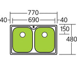 Oliveri Diaz Double Bowl Inset Sink DZ163