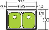 Oliveri Diaz Double Bowl Universal Sink DZ23TU