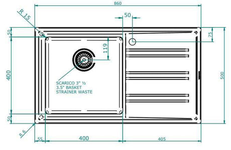 Abey Easy Single Bowl Inset Sink With Drainer EASY100L
