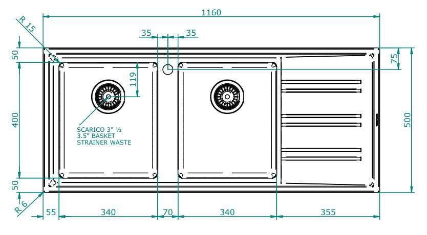 Abey Easy Double Bowl Inset Sink With Drainer EASY200R