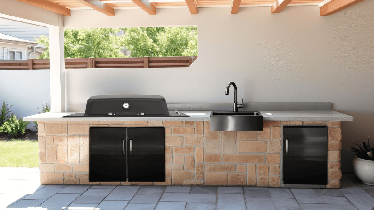 Everdure FURNACE Built-in 3 Burner Gas BBQ Black EB3G1BA