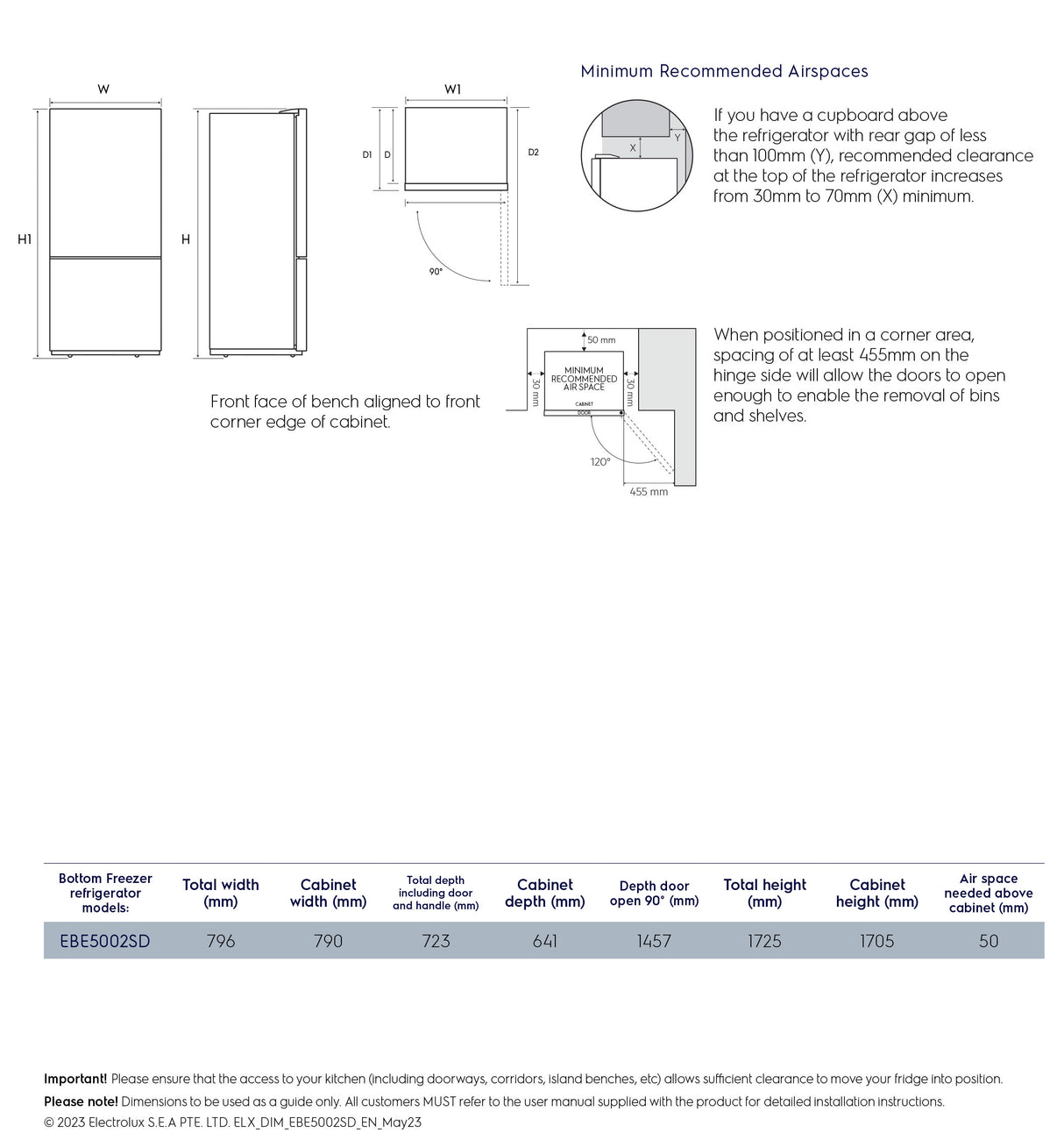 Electrolux 496L Bottom Mount Refrigerator EBE5002SD-R | Greater Sydney Only