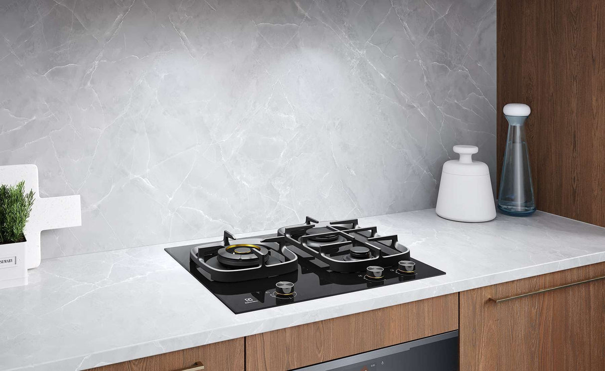 Electrolux 60cm 3 Zone Black Ceramic Glass Gas Cooktop EHG635BE