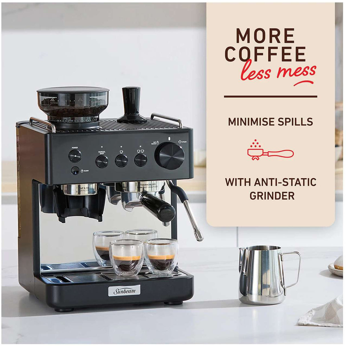 Sunbeam Origins Slimline Espresso Coffee Machine EMM5500BK