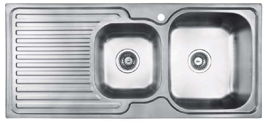 Abey 1 & 3/4 Entry Double Bowl Inset Sink EN175R