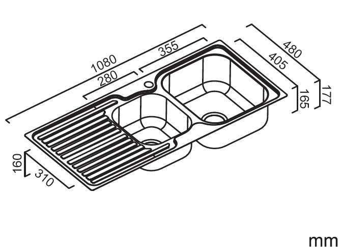 Abey 1 & 3/4 Entry Double Bowl Inset Sink EN175R