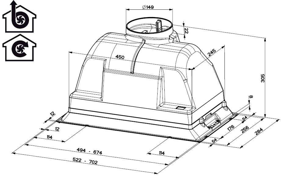 Electrolux 70cm Undermount Rangehood ERI712SA