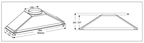 Schweigen 90cm Silent 900m3/hr Stainless Steel Undermount Rangehood EV-9UCQST