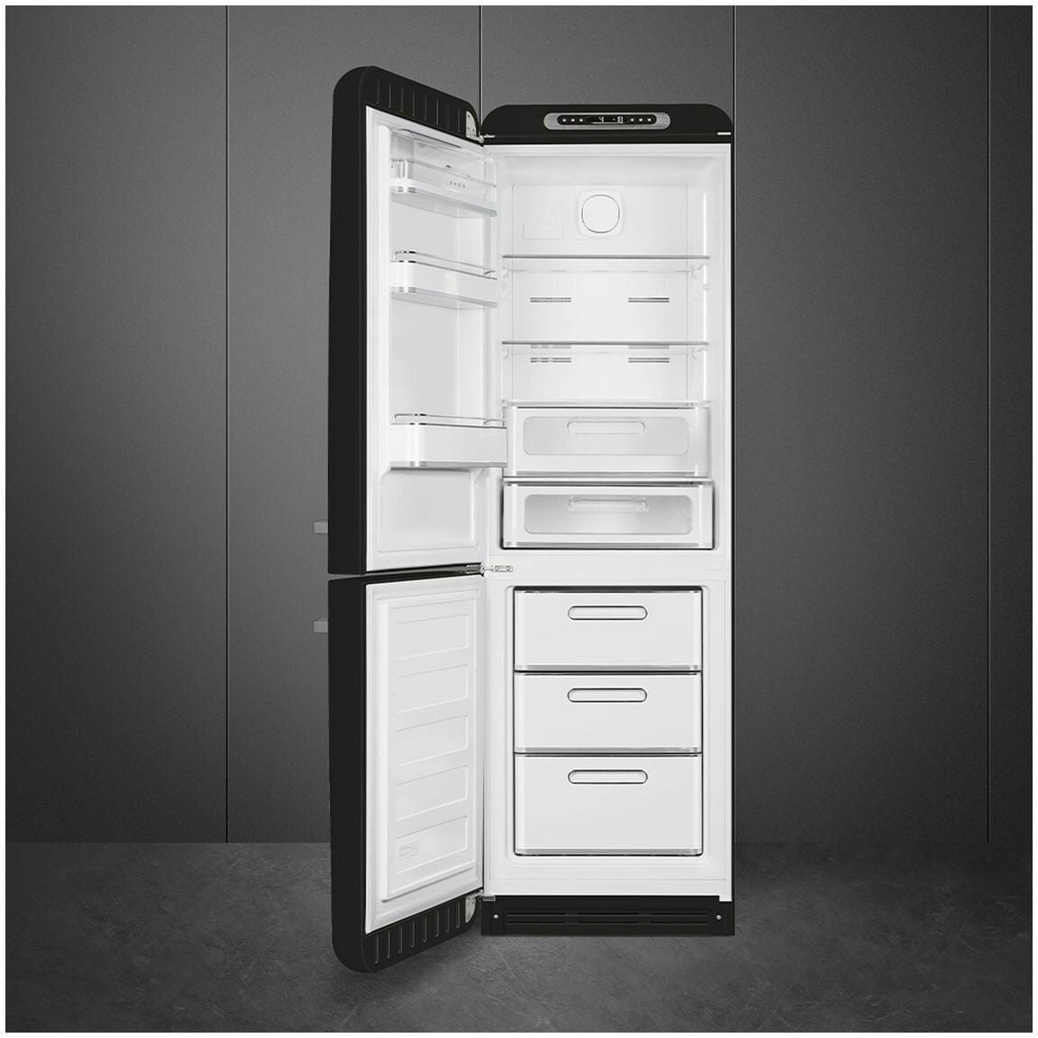 Smeg 331L 50's Bottom Mount Refrigerator Black FAB32LBL5AU | Greater Sydney Only