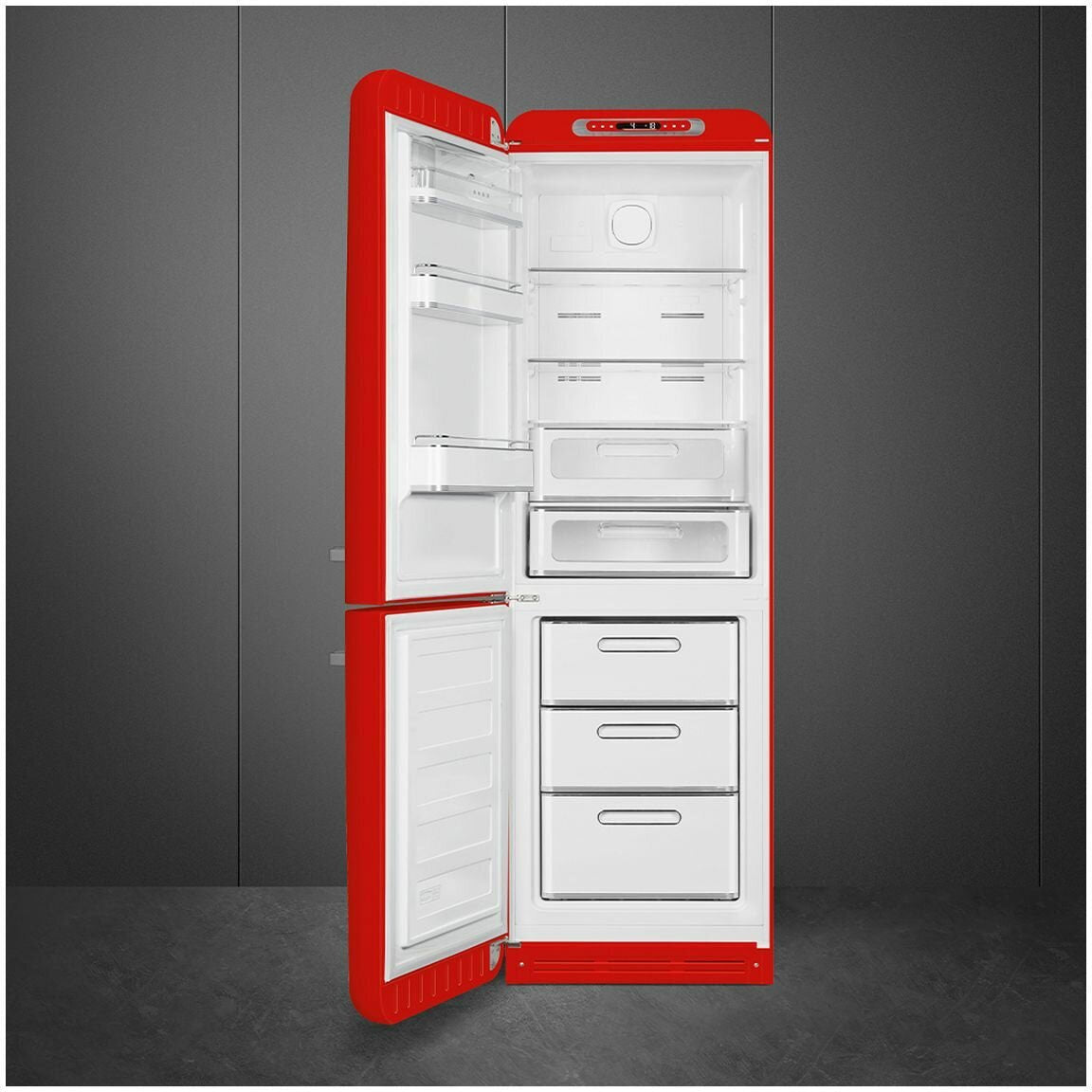 Smeg 331L 50's Bottom Mount Refrigerator Red FAB32LRD5AU | Greater Sydney Only