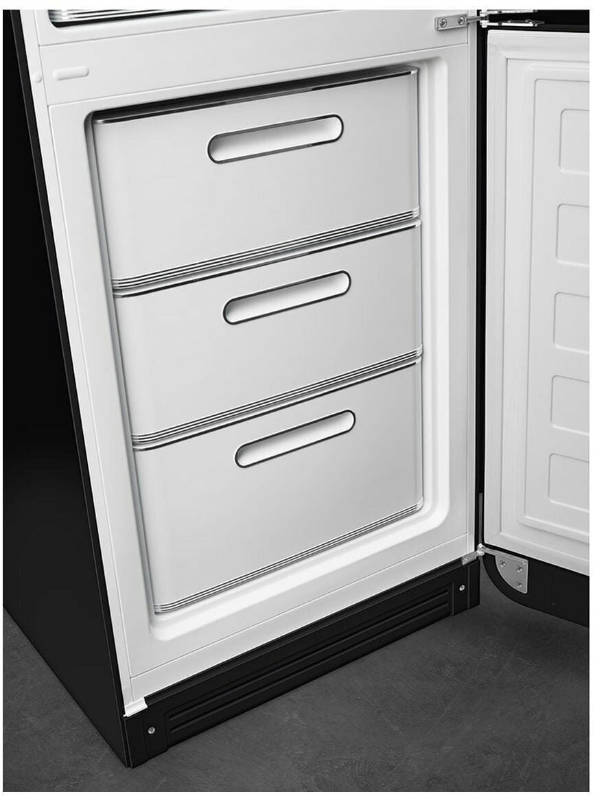 Smeg 331L 50's Bottom Mount Refrigerator Black FAB32RBL5AU | Greater Sydney Only