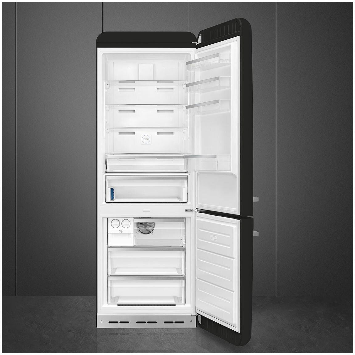 Smeg 481L 50's Bottom Mount Refrigerator Black FAB38RBL5AU | Greater Sydney Only