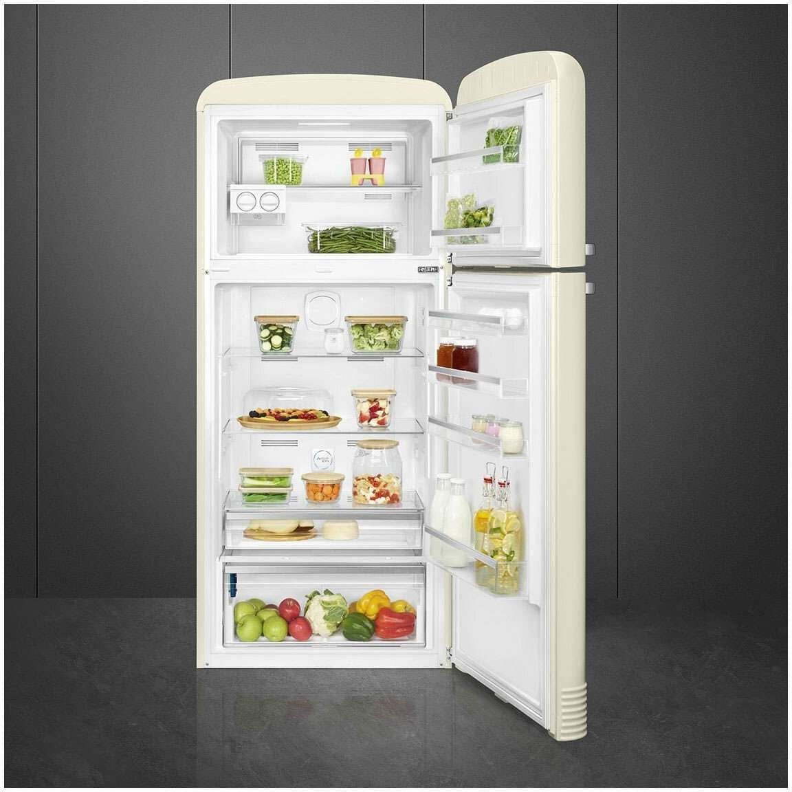 Smeg 524L 50's Top Mount Refrigerator Cream FAB50RCR5AU | Greater Sydney Only