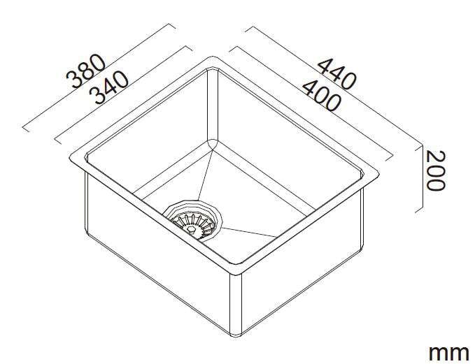 Abey Alfresco Single Small Bowl Inset/Undermount Sink FRA340