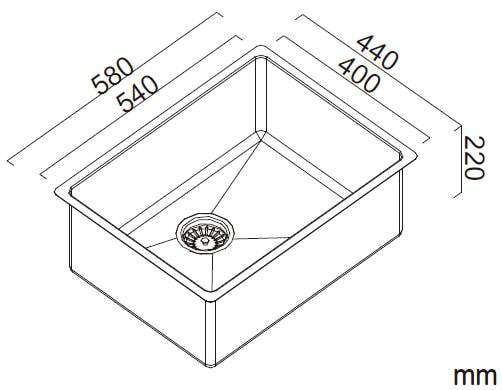 Abey Alfresco Single Large Bowl Inset/Undermount Sink FRA540