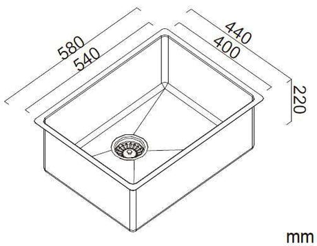 Abey Alfresco Single Large Bowl Inset/Undermount Sink FRA540