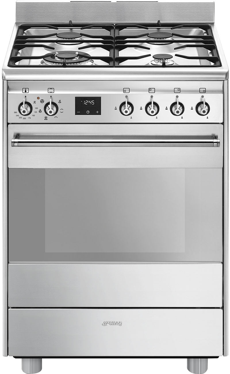 Smeg 60cm 79L Dual Fuel Upright Freestanding Oven/Stove FS61XNG8-1