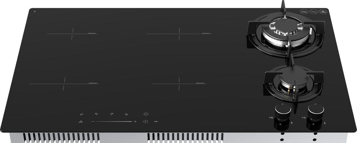 Casa 86cm Hybrid Gas & Induction Cooktop Black Ceramic Glass GHEBH192CA