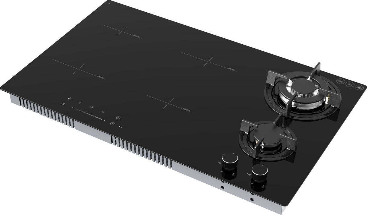 Casa 86cm Hybrid Gas & Induction Cooktop Black Ceramic Glass GHEBH192CA