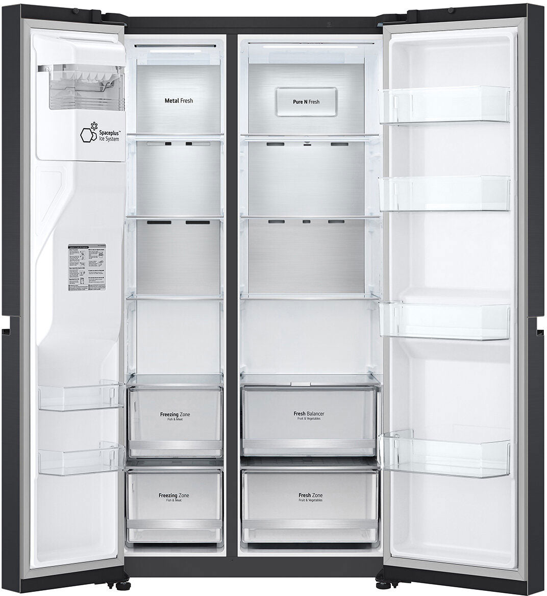 LG 635L Side by Side Refrigerator Matte Black GS-L600MBL | Greater Sydney Only