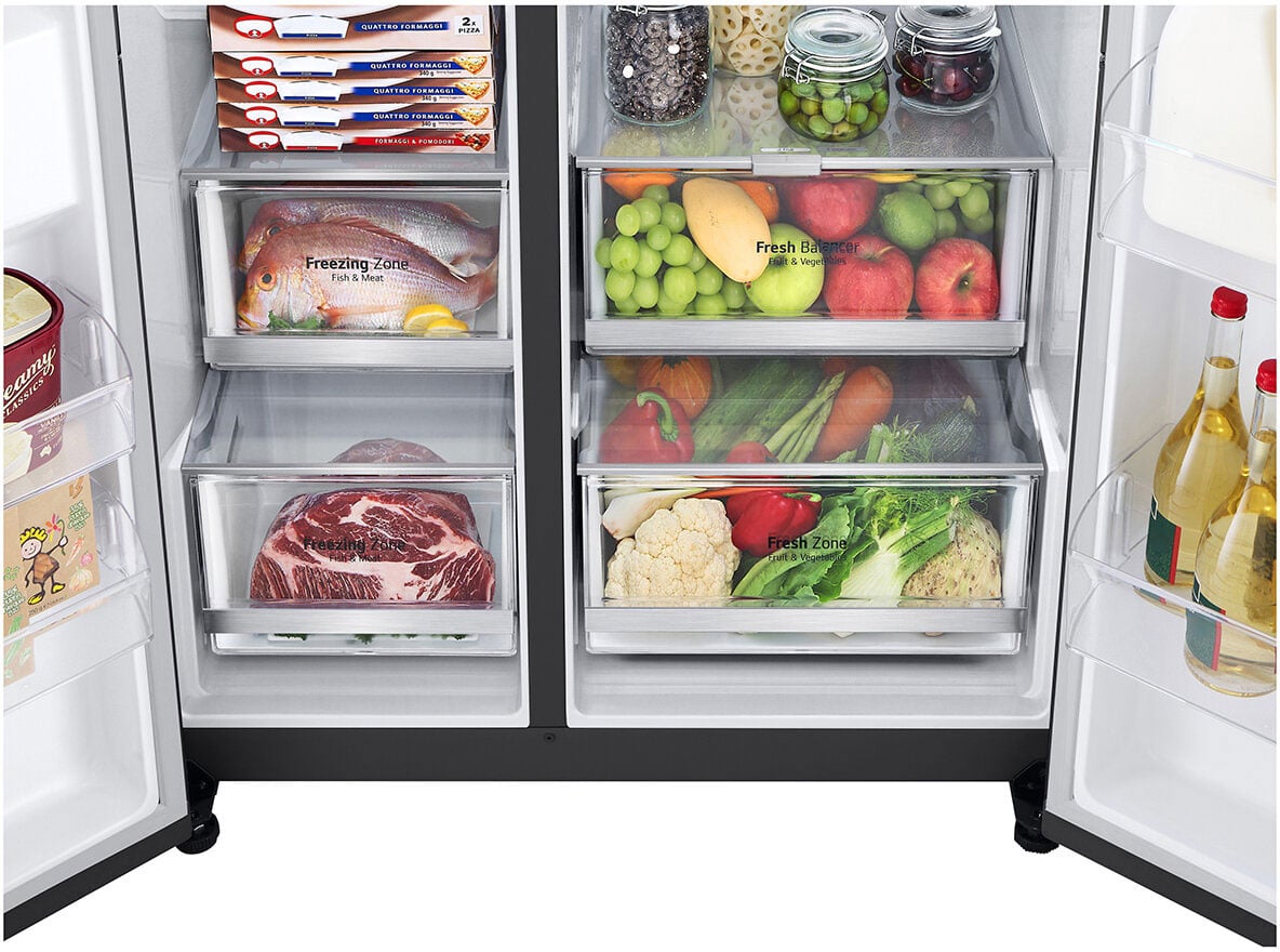 LG 635L Side by Side Refrigerator Matte Black GS-L600MBL | Greater Sydney Only