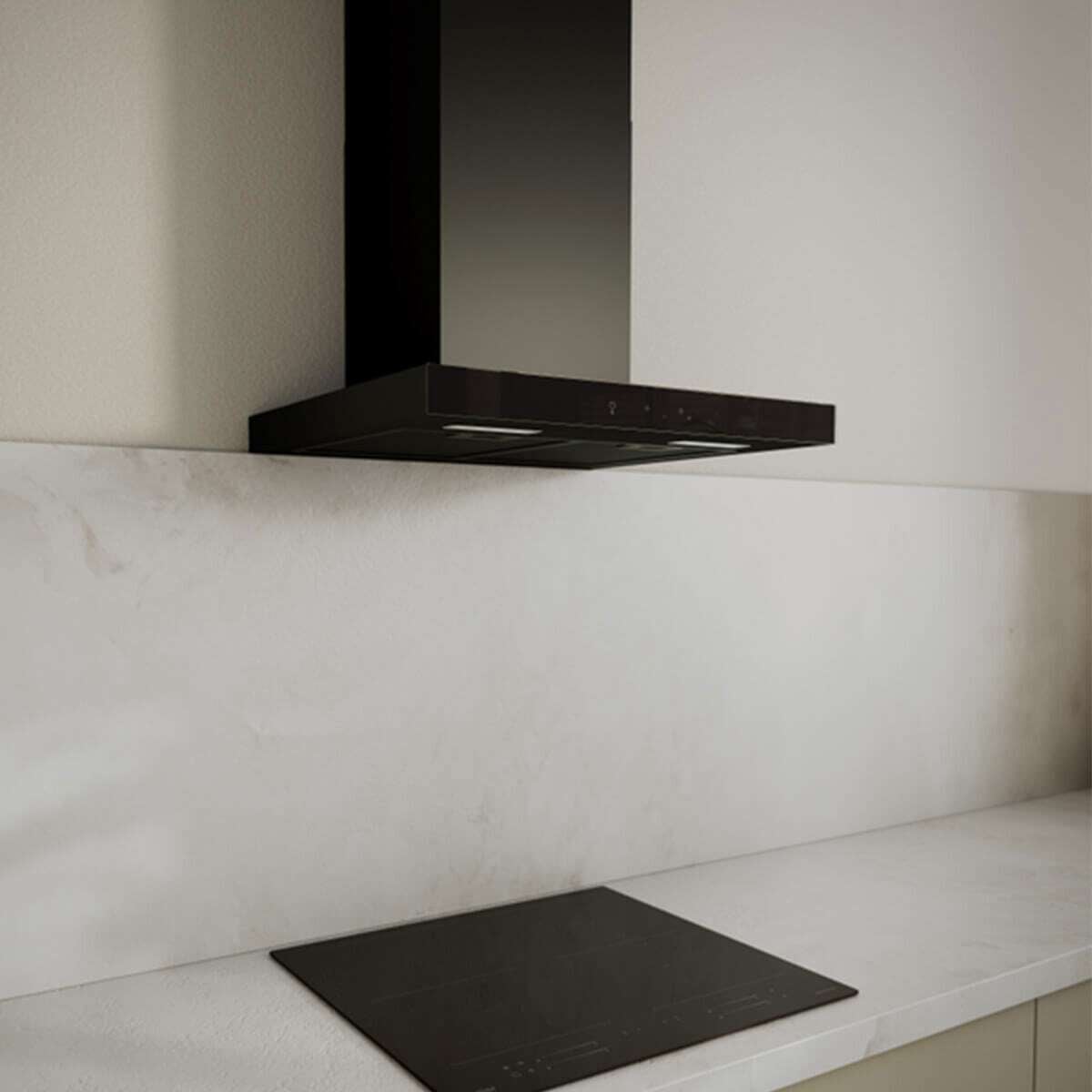 Haier 60cm 600 Series Wall Mounted Canopy Rangehood Black HC60BMB2