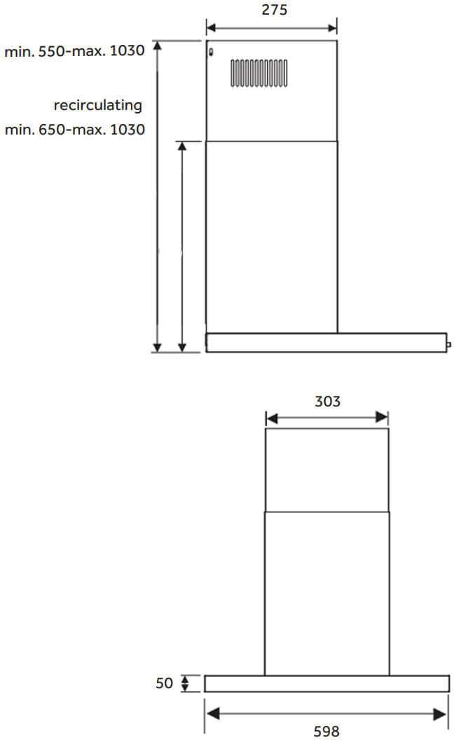 Haier 60cm 600 Series Wall Mounted Canopy Rangehood Black HC60BMB2