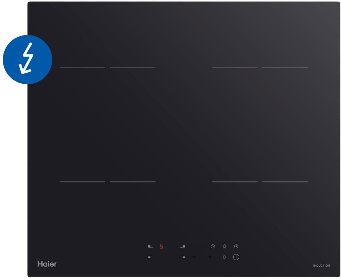 Haier 60cm 4 Zone 300 Series Induction Cooktop Black Glass HCI604TPB3