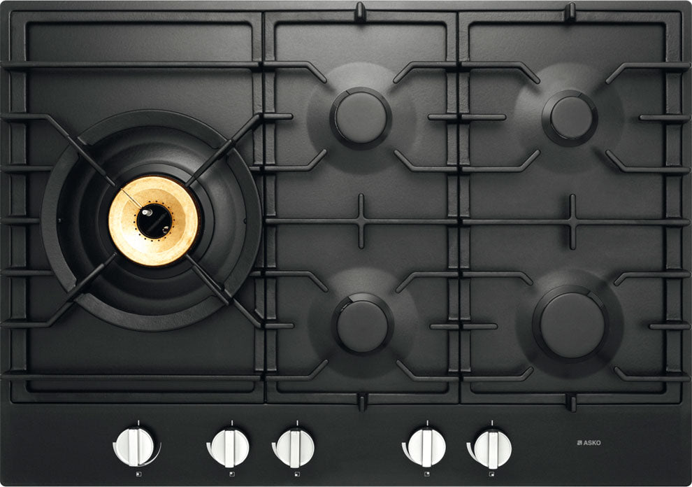 ASKO 75cm 5 Burner Gas Cooktop Graphite Black HG1776AD