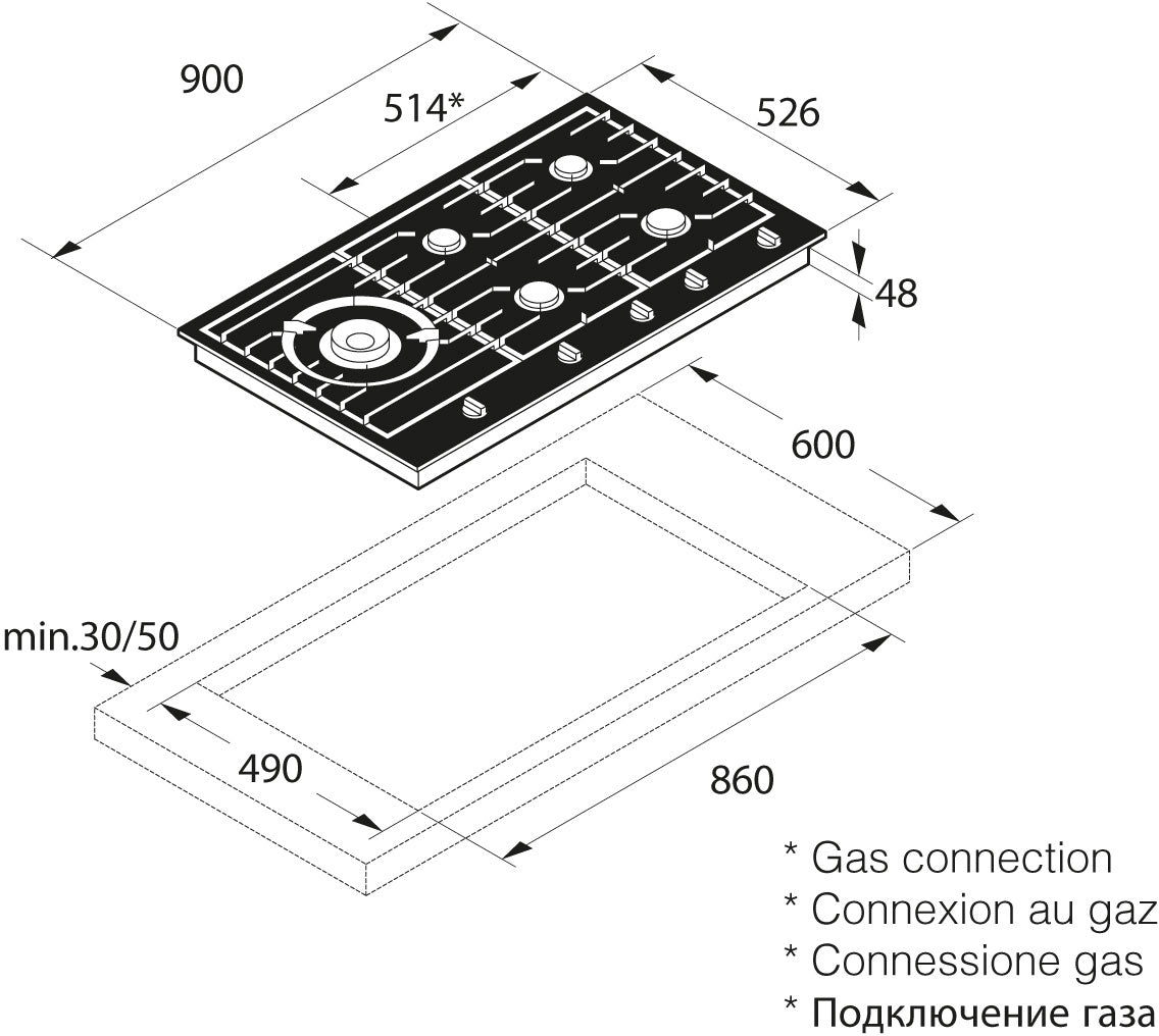 ASKO 90cm 5 Burner Gas Cooktop Graphite Black HG1986AD