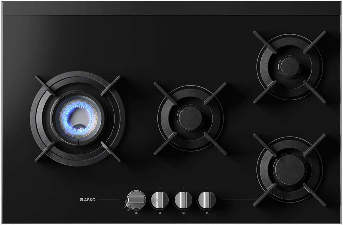 ASKO 80cm 4 Burner Gas Cooktop Black Ceramic Glass HG8843BGD1