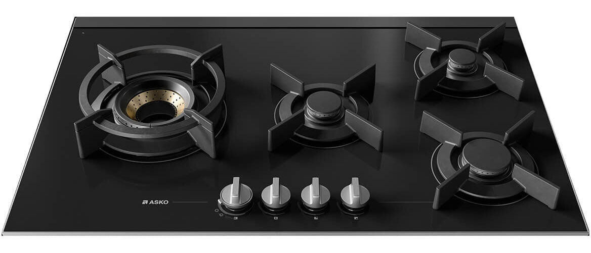 ASKO 80cm 4 Burner Gas Cooktop Black Ceramic Glass HG8843BGD1