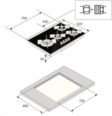 ASKO 80cm 4 Burner Gas Cooktop Black Ceramic Glass HG8843BGD1