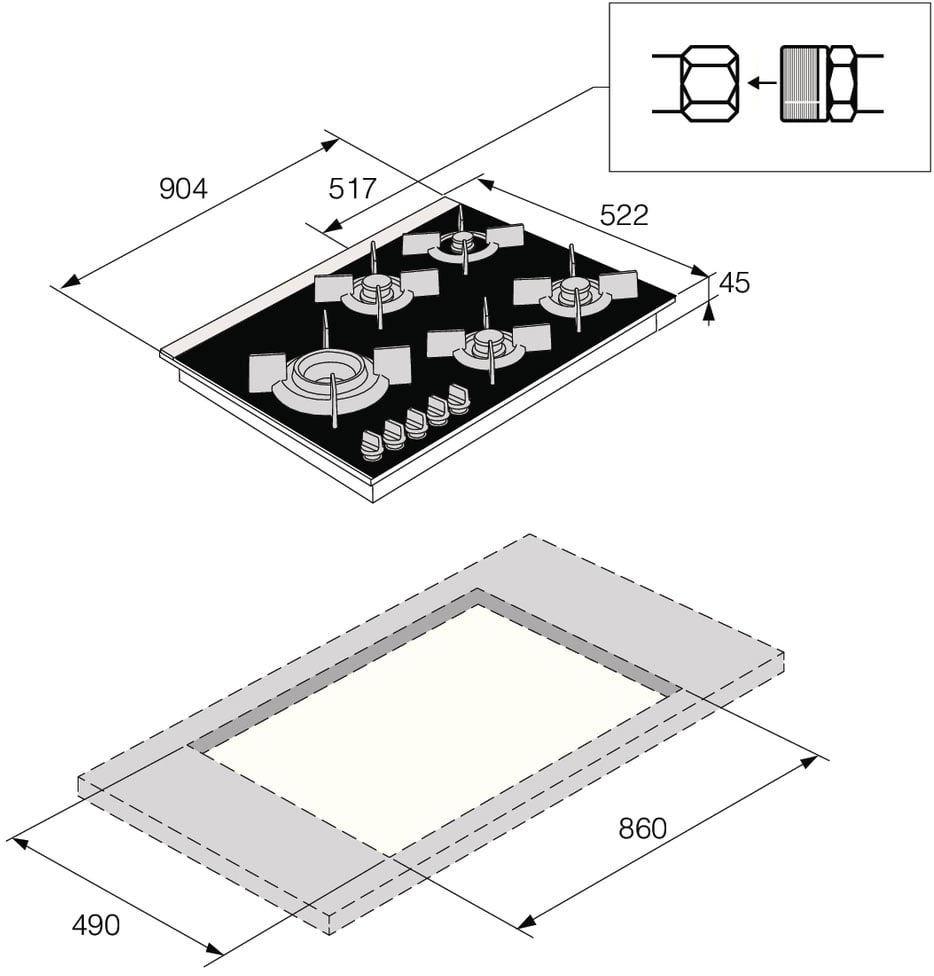 ASKO 90cm 5 Burner Gas Cooktop Matte Black HG8954MGD1