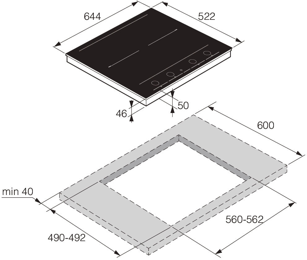 ASKO 60cm 4 Zone Induction Cooktop Black HID654GC
